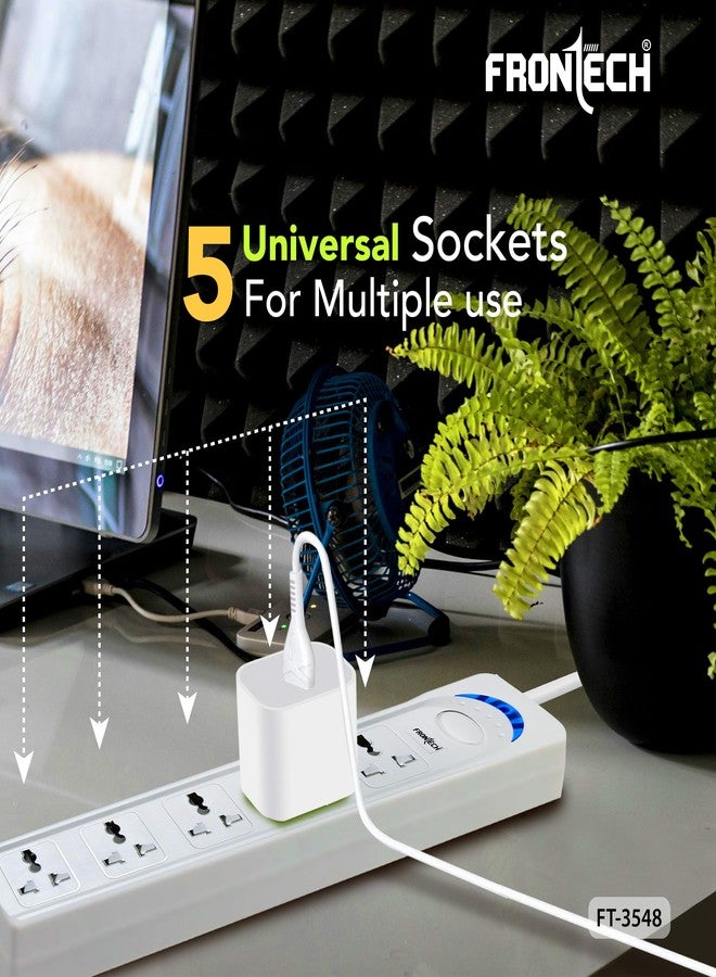 FRONTECH FT-3548 Power Extension Board with 5 Universal Sockets & 1.5M Cable | Multi Plug Extension Cord with Power Safety Switch |Wall Mount Option for Home, Office & Travel (FT-3548) - Image 3